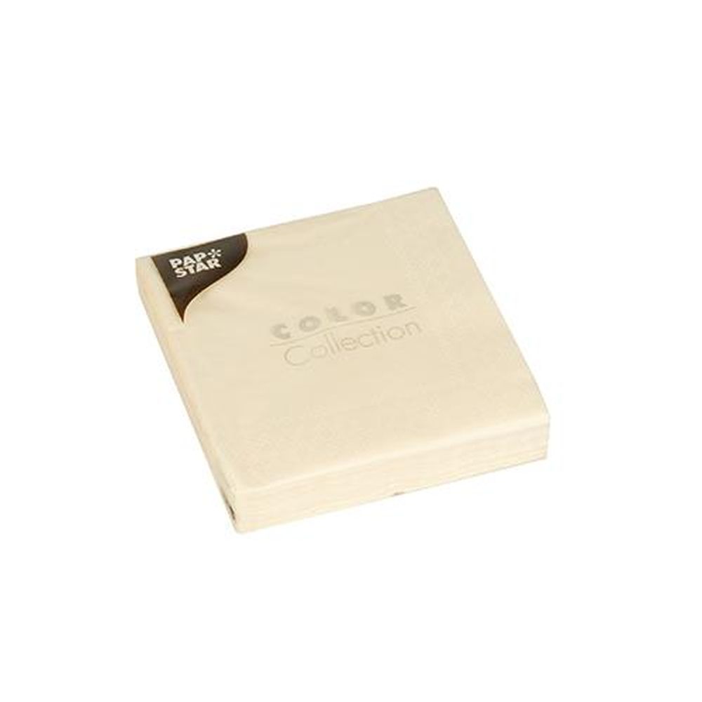 20 Servietten, 3-lagig 1/4-Falz 24 cm x 24 cm creme