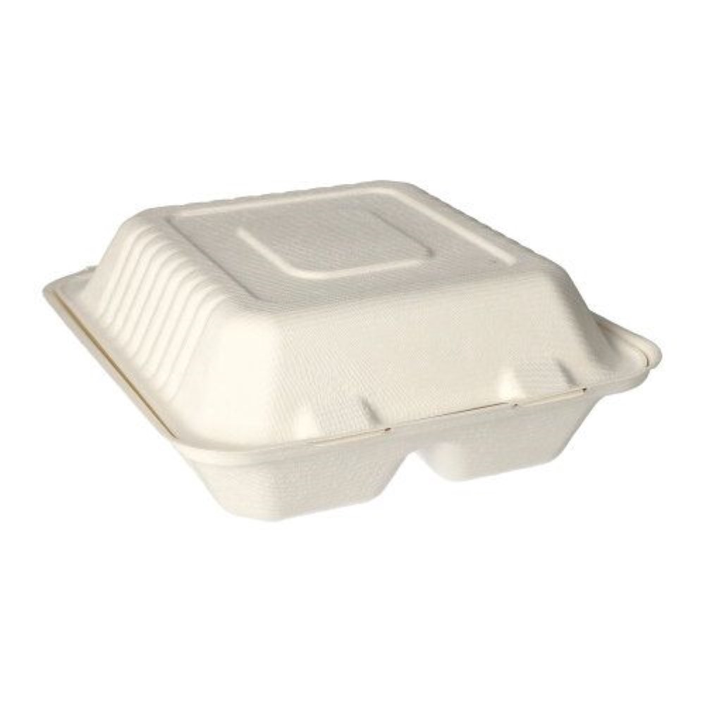 25 Menüboxen, Zuckerrohr "pure" 2-geteilt 7,7 cm x 20 cm x 22 cm weiss