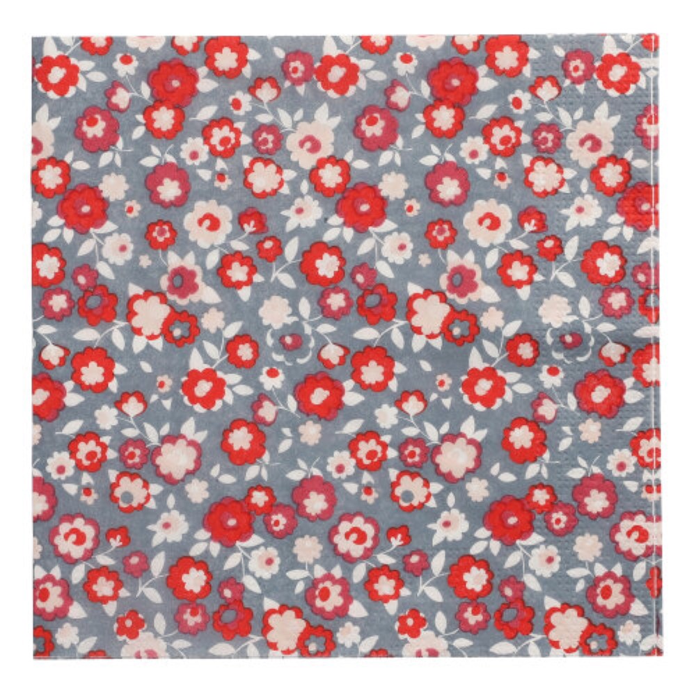 20 Servietten, 3-lagig 1/4-Falz 33 cm x 33 cm "Liberty Rouge"