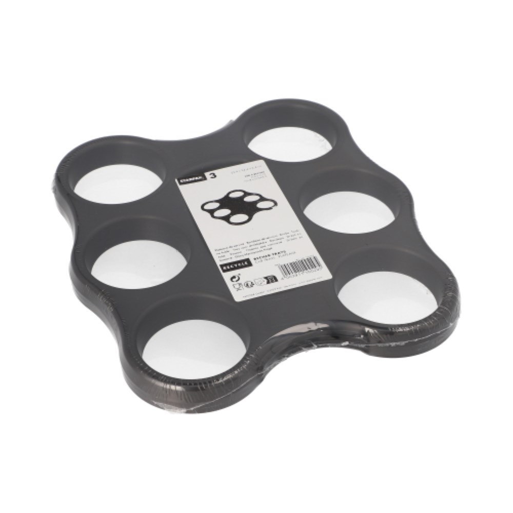 3 Becher-Trays, PS 22,4 cm x 24,4 cm x 2,4 cm schwarz für 6 Becher