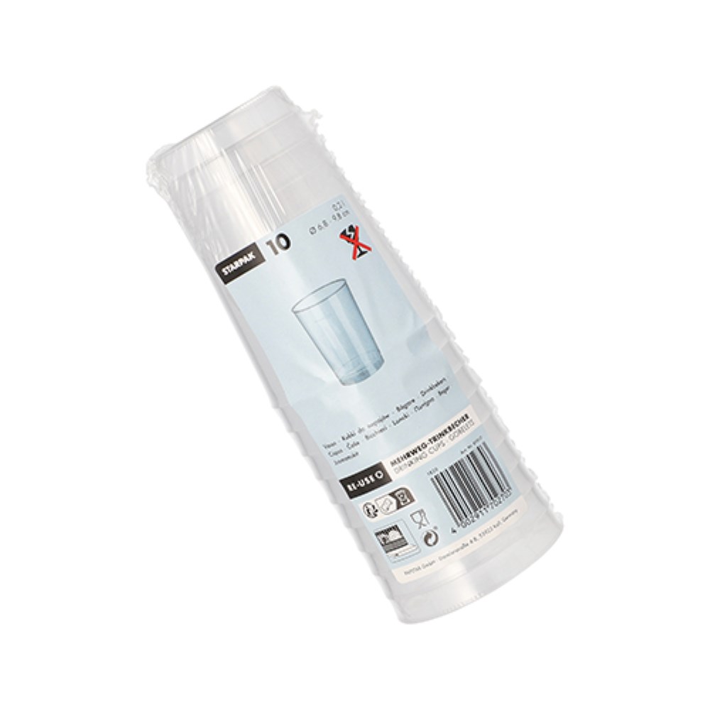 10 Mehrweg-Trinkbecher PP 0,2 l Ø 6,8 cm · 9,8 cm transluzent