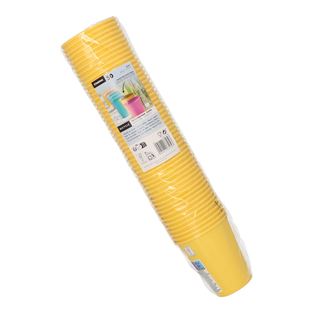 50 Trinkbecher, Pappe "To Go" 0,2 l Ø 8 cm · 9,2 cm gelb