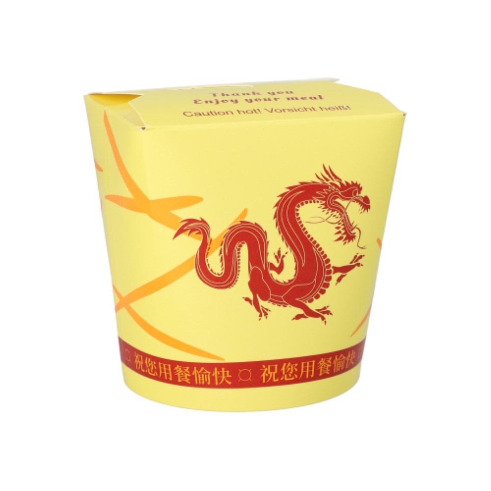 50 Snackboxen "ASIA" rund 900 ml 11,2 cm x 11 cm x 9,5 cm "Dragon"