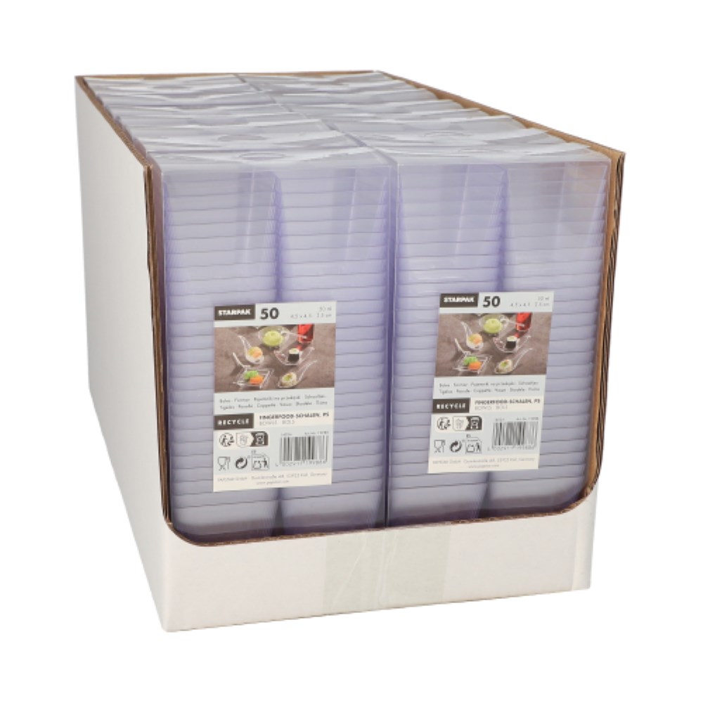 50 Fingerfood - Schalen, PS eckig 50 ml 5 cm x 4,5 cm x 4,5 cm glasklar
