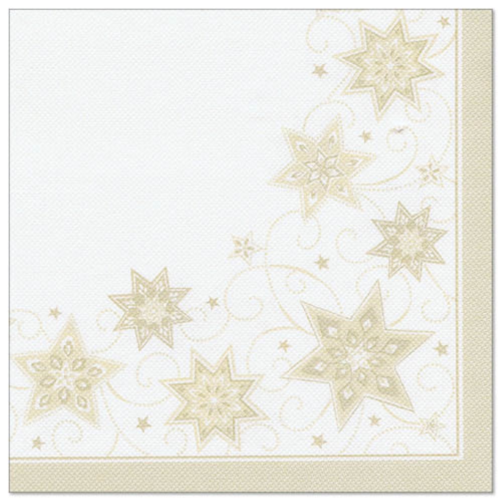 20 Servietten "ROYAL Collection" 1/4-Falz 40 cm x 40 cm champagner "Just Stars"