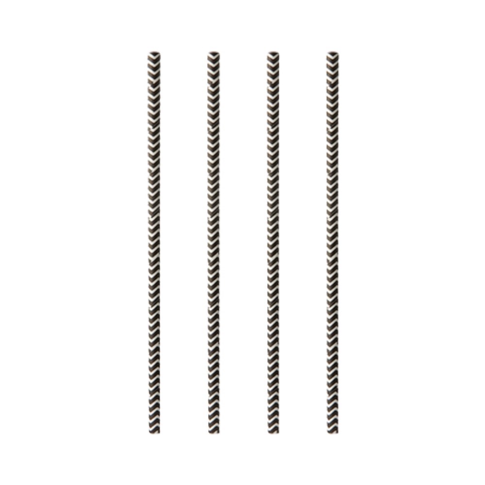 100 Trinkhalme, Papier Ø 6 mm · 20 cm schwarz/weiss "Zig-Zag"