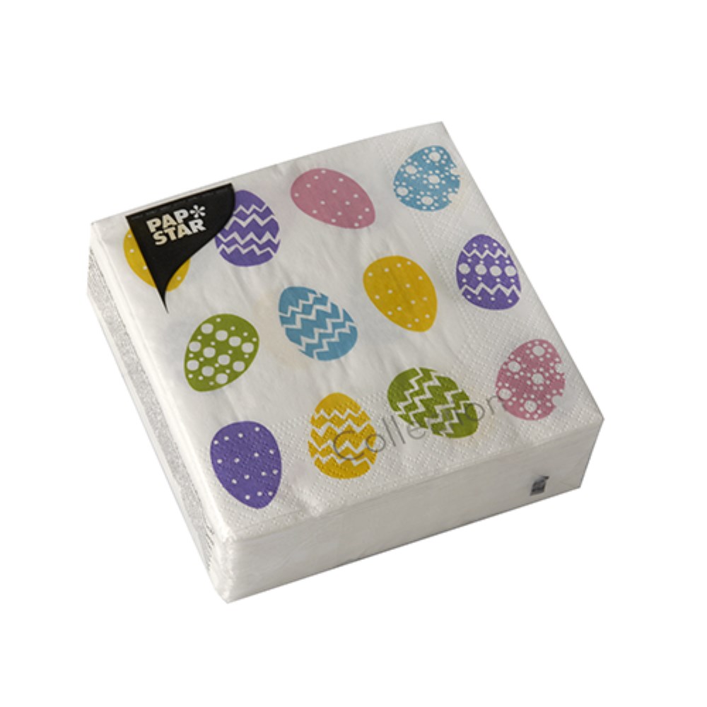 50 Servietten, 3-lagig 1/4-Falz 25 cm x 25 cm "Coloured Eggs"