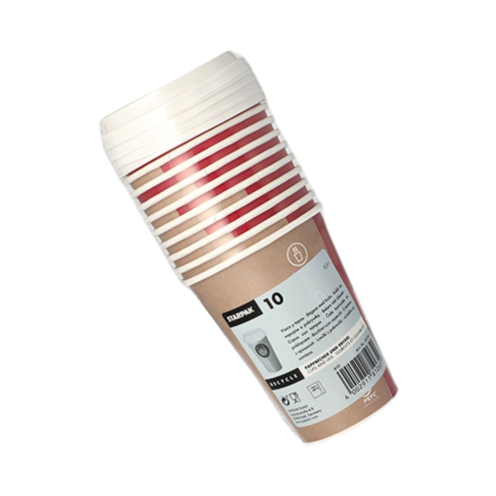 10 Trinkbecher, Pappe mit Deckel, PS "To Go" 0,3 l Ø 9 cm · 11,1 cm