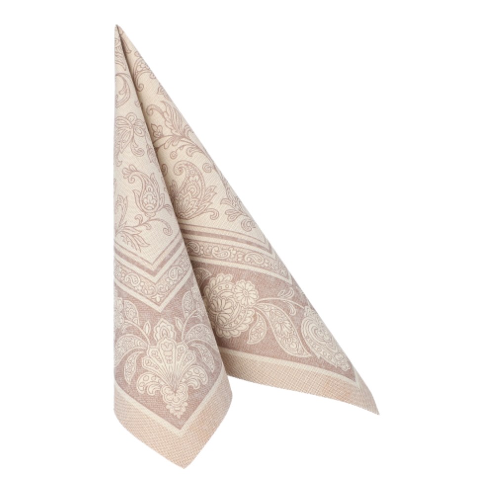20 Servietten "ROYAL Collection" 1/4-Falz 40 cm x 40 cm mocca "Ornaments"