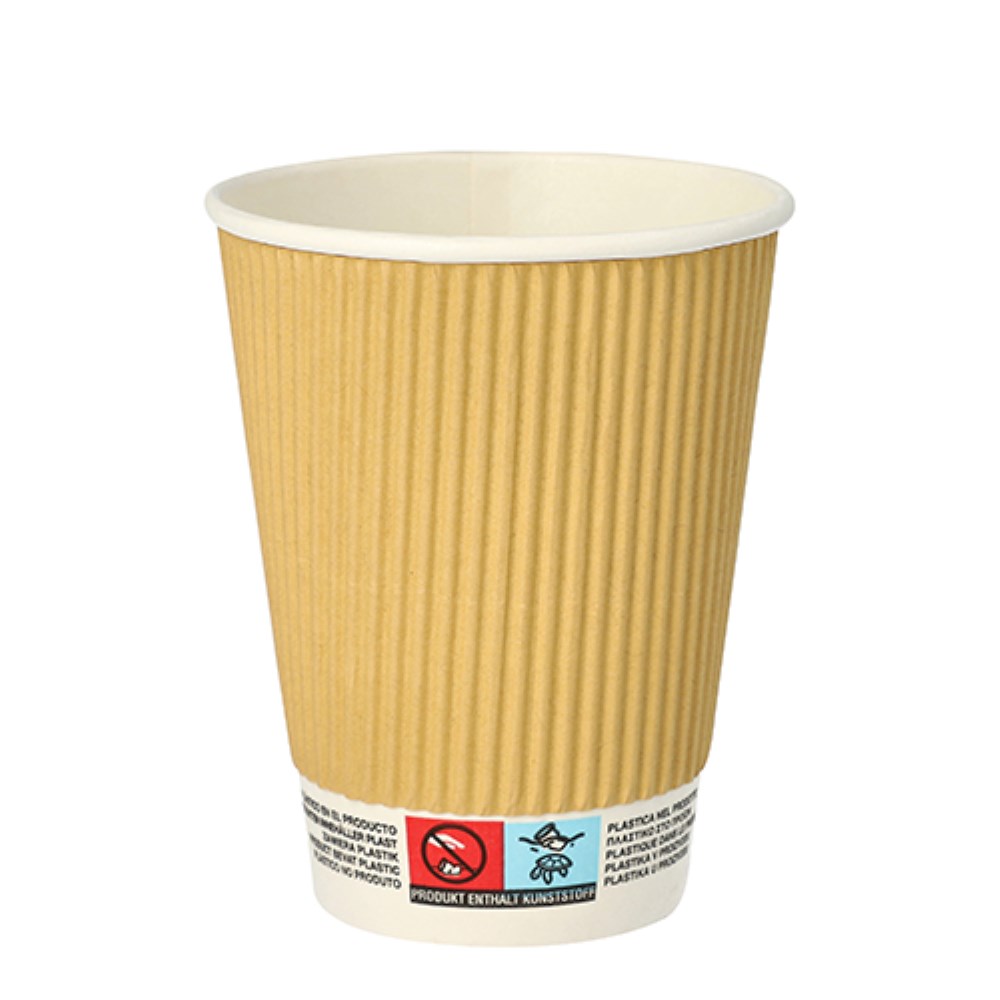 25 Trinkbecher, Pappe 0,3 l Ø 9 cm · 11 cm natur Ripple Wall