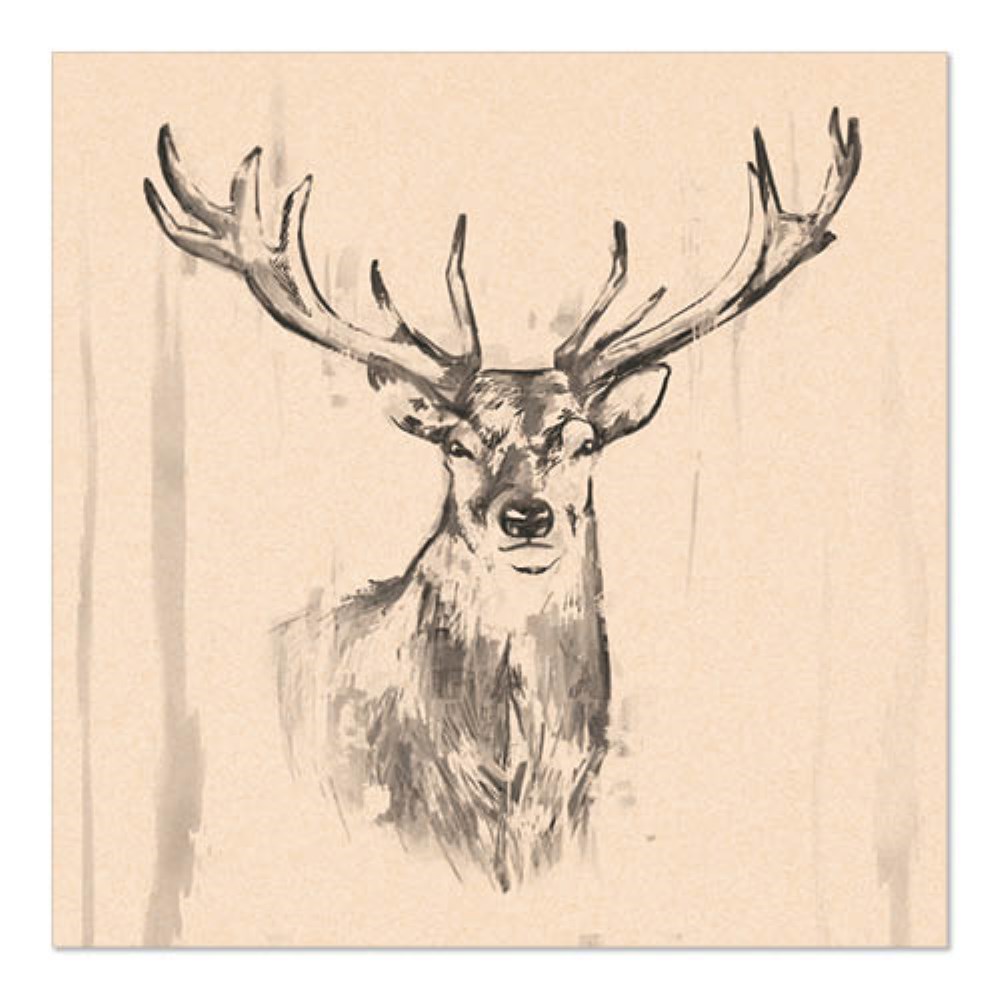 20 Servietten, 3-lagig 1/4-Falz 33 cm x 33 cm natur "Deer" aus recyceltem Papier