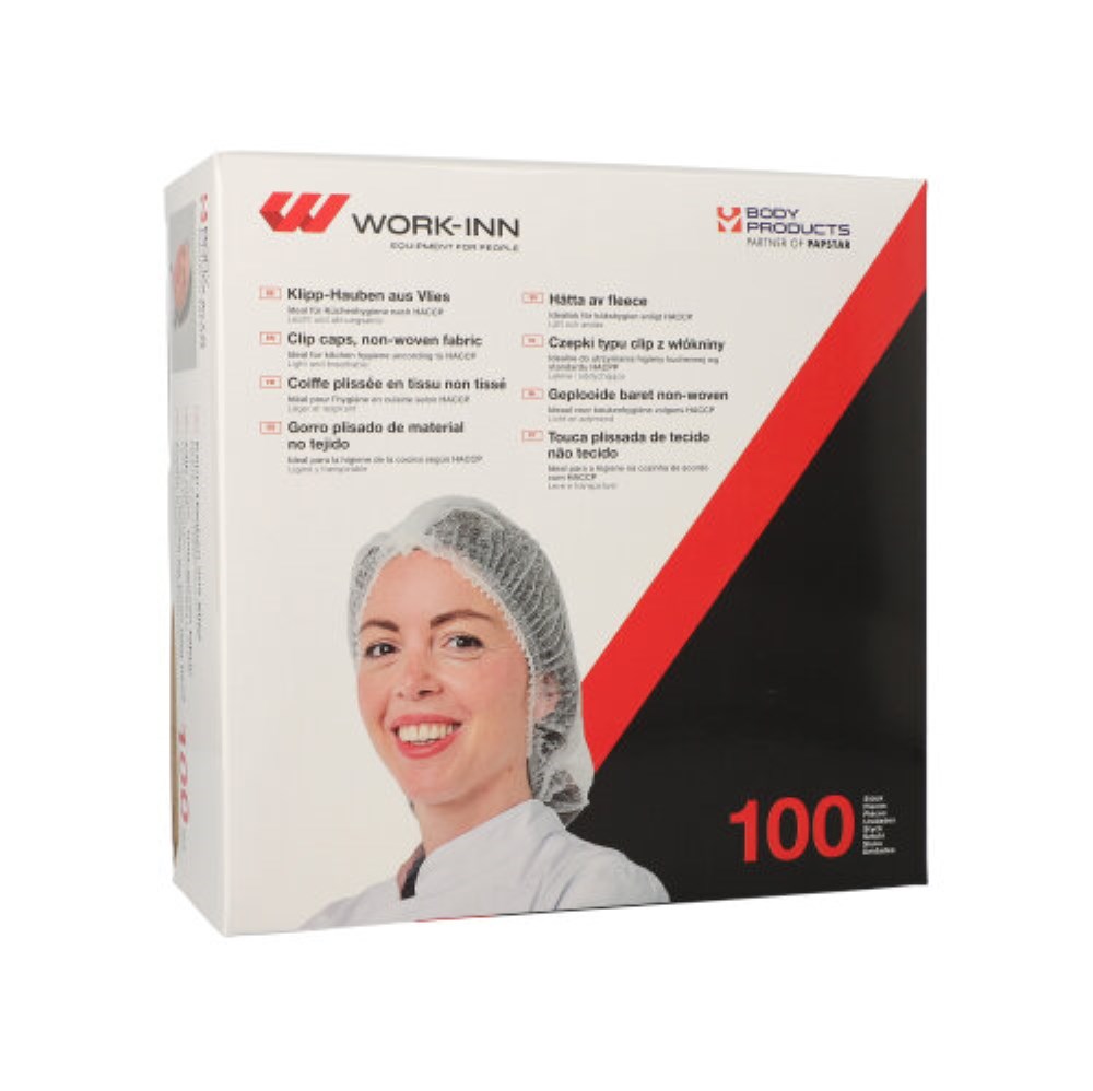 100 "WORK-INN/PS" Klipp-Hauben, Vlies Ø 30 cm weiss