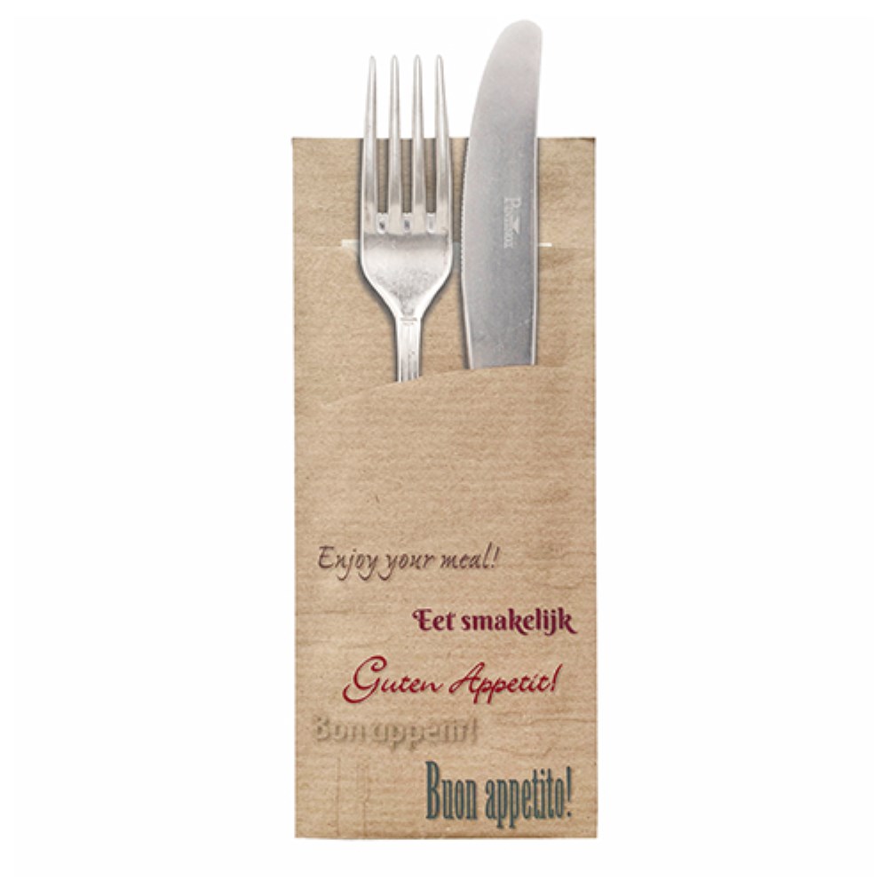 520 Bestecktaschen 20 cm x 8,5 cm braun 100% kompostierbar