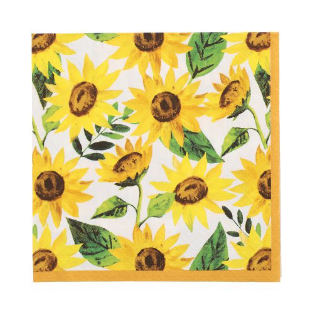 20 Servietten, 3-lagig 1/4-Falz 33 cm x 33 cm "Sunflowers"