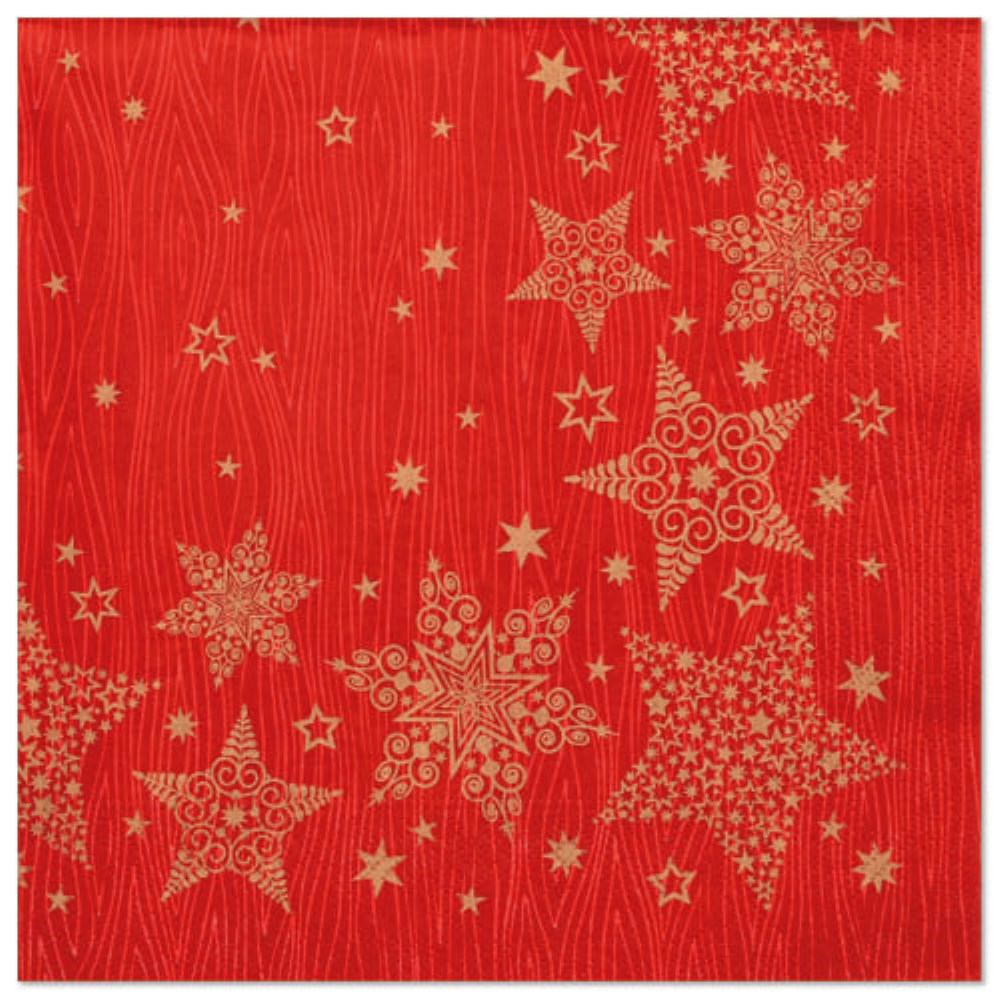 20 Servietten, 3-lagig 1/4-Falz 40 cm x 40 cm rot "Christmas Shine"