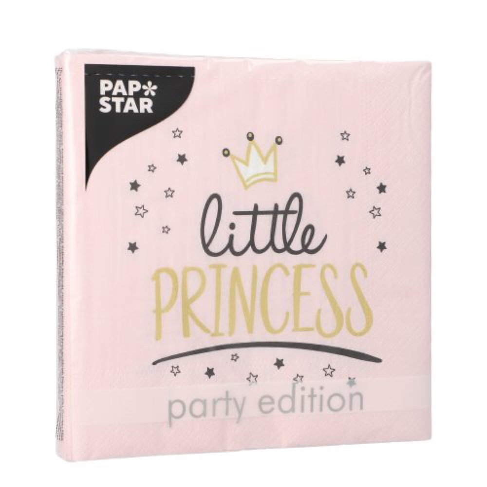 20 Servietten, 3-lagig 1/4-Falz 33 cm x 33 cm "Little Princess"
