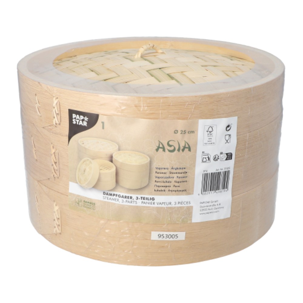 Dampfgarer Bambus "ASIA" Ø 25 cm · 16 cm 3-teilig
