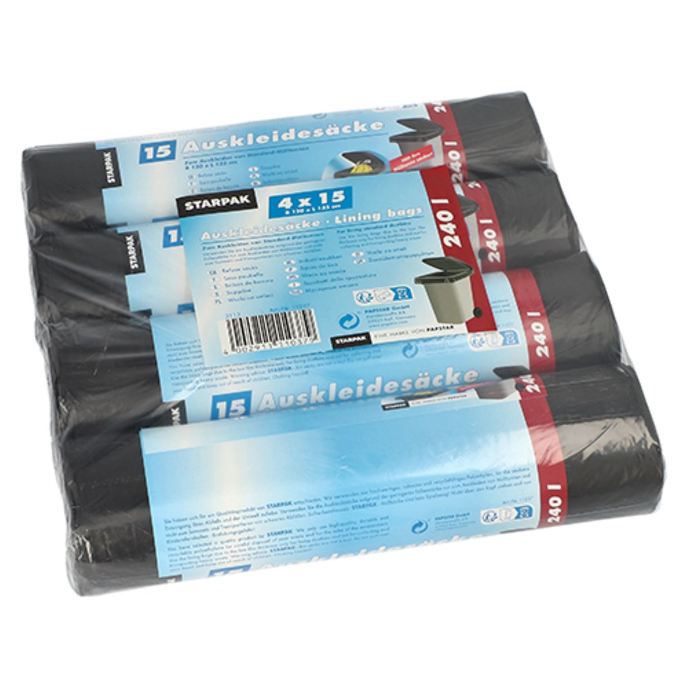 60 Auskleidesäcke für Mülltonnen 240 l 135 cm x 120 cm schwarz 60 Auskleidesäcke für Mülltonnen 240 l 135 cm x 120 cm schwarz