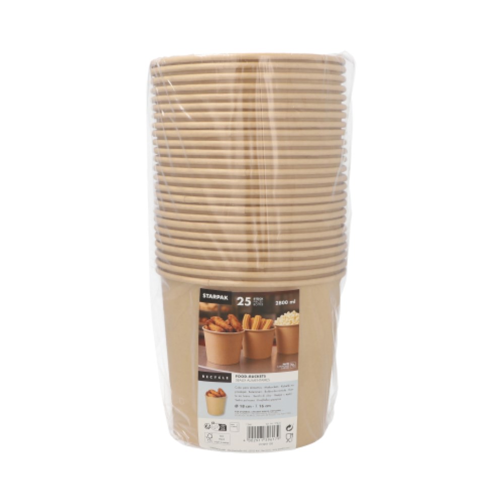 25 Food-Buckets rund 2800 ml Ø 18 cm · 16 cm braun