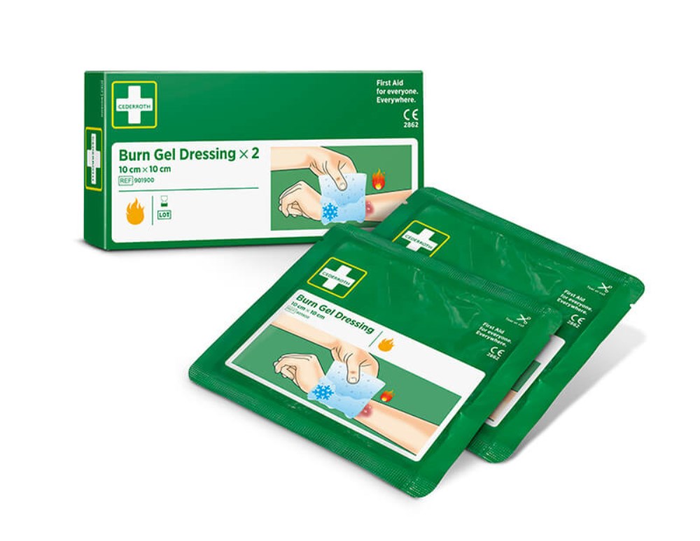 2 "Cederroth" Burn Gel Dressing Verband 10 cm x 10 cm