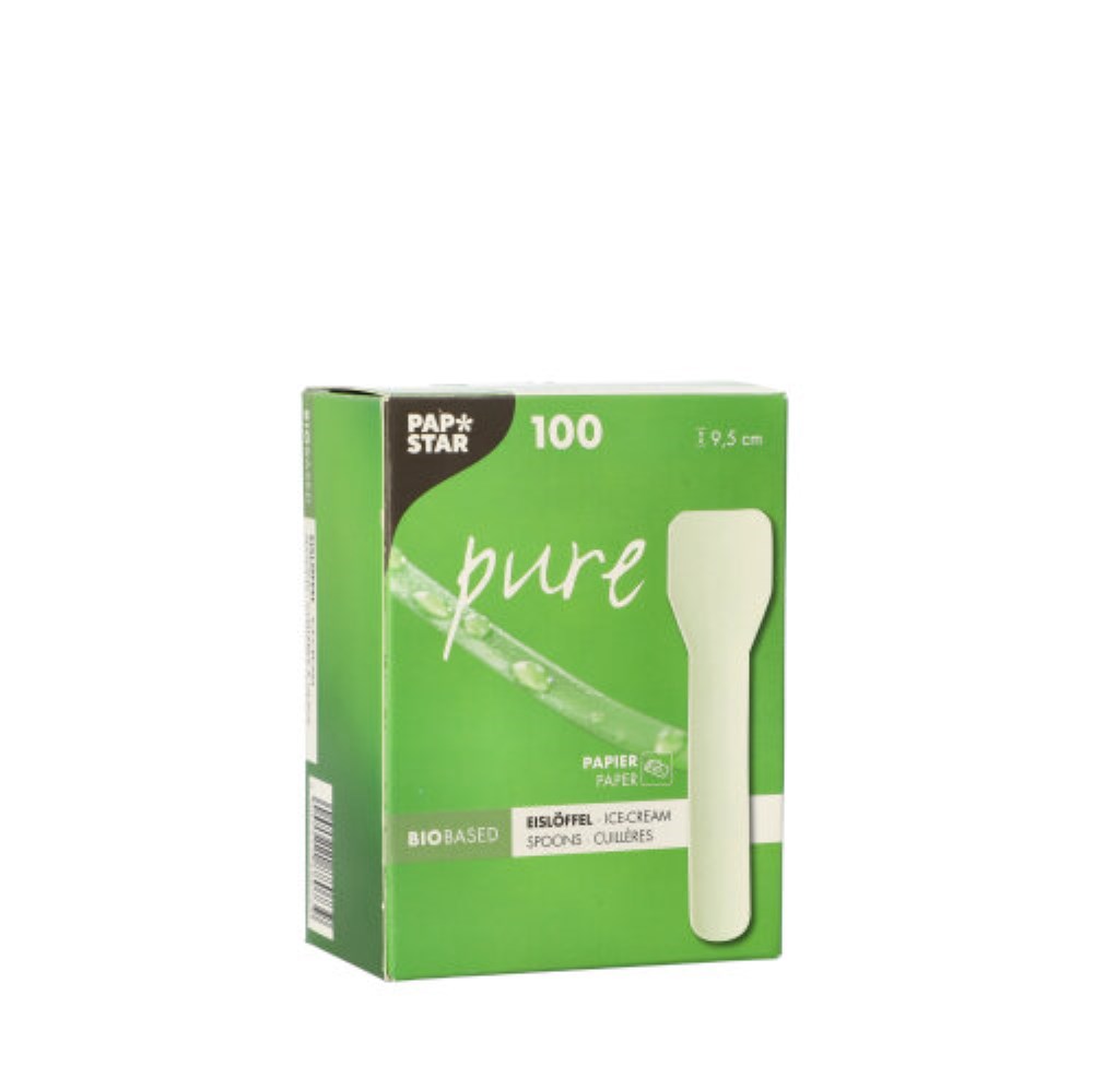100 Eislöffel, Papier "pure" 9,5 cm weiss 100 Eislöffel, Papier "pure" 9,5 cm weiss