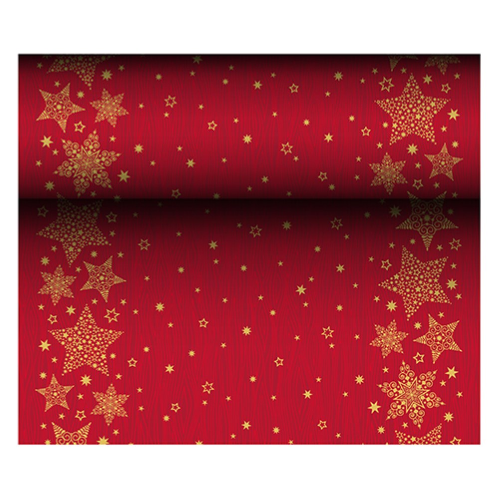 Tischläufer, stoffähnlich, Airlaid 24 m x 40 cm rot "Christmas Shine"