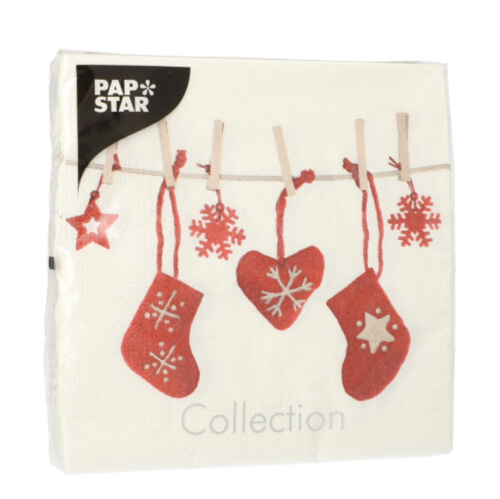 20 Servietten, 3-lagig 1/4-Falz 33 cm x 33 cm "Chaussettes"