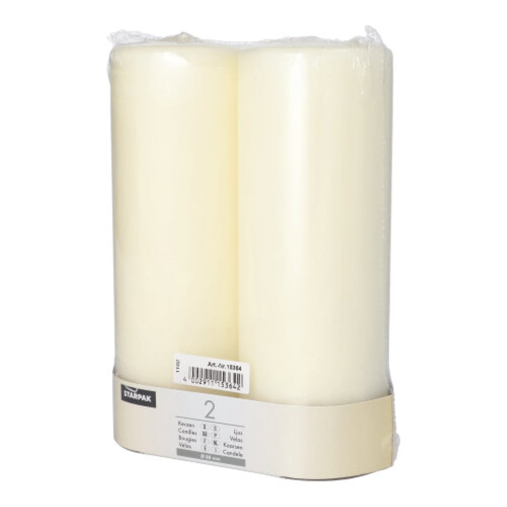 2 Stumpenkerzen Ø 80 mm · 220 mm elfenbein "Ivory" mit Flachkopf