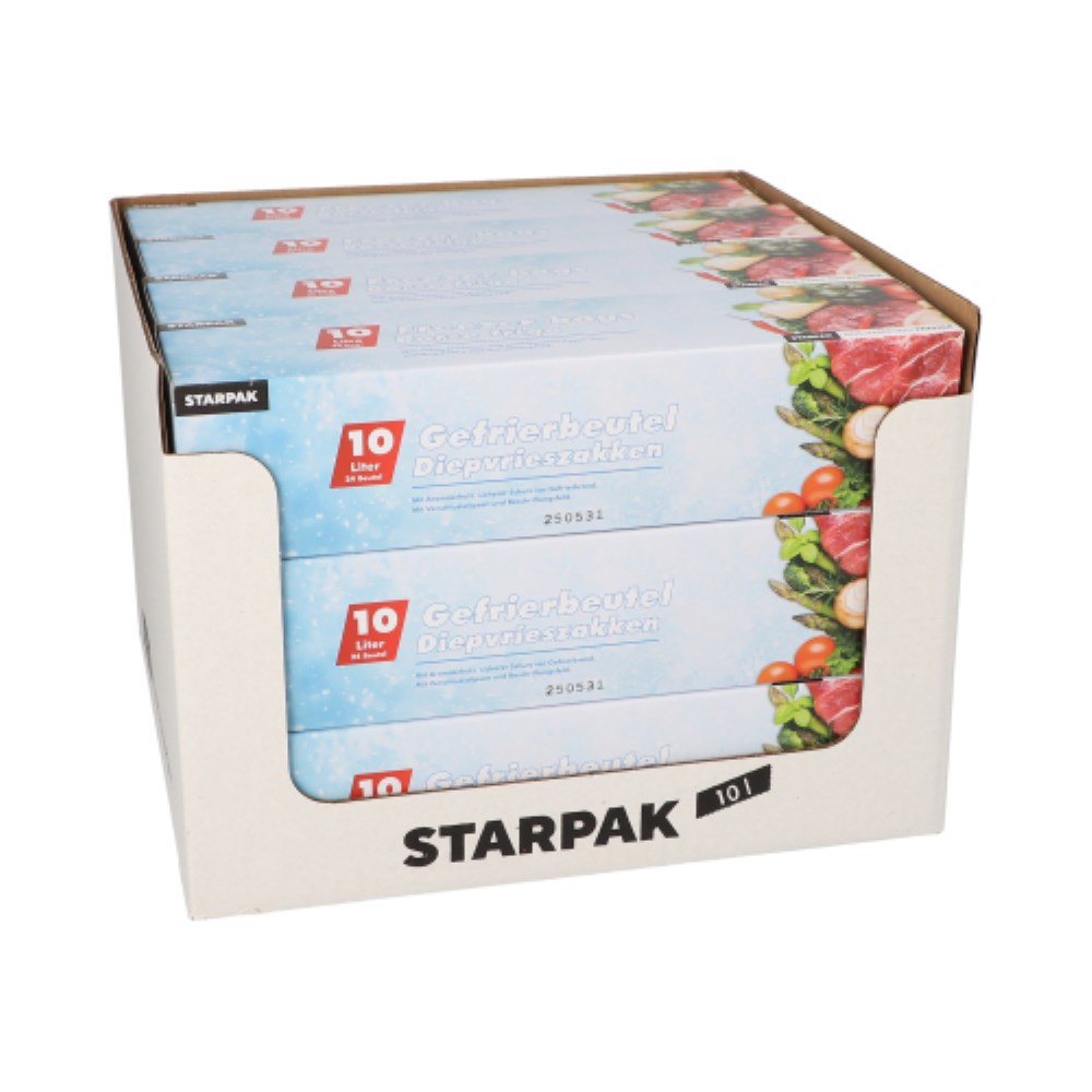 24 Gefrierbeutel, LLDPE 10 l 60 cm x 40 cm transparent in Faltschachtel