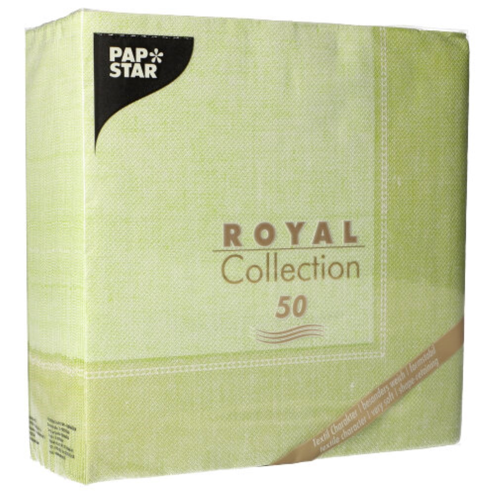 50 Servietten "ROYAL Collection" 1/4-Falz 40 cm x 40 cm hellgrün "Linum"