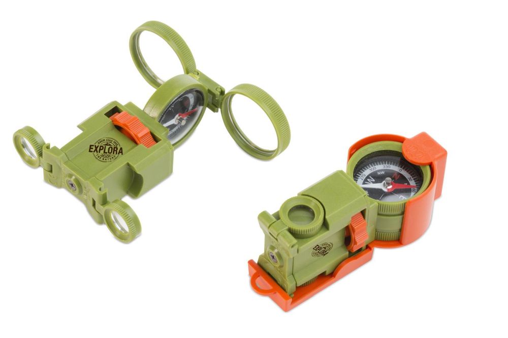 Optisches Wunder - Multitasking Tool : Kompass, Lupe, Fernglas, Spiegel für Lichtsignale - Made in Italy -Forschen & Entdecken