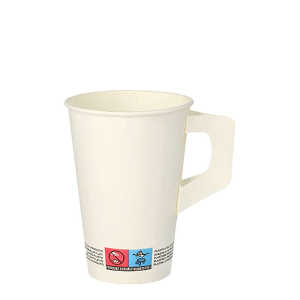 80 Trinkbecher mit Henkel, Pappe "To Go" 0,2 l Ø 7 cm · 9,7 cm weiss