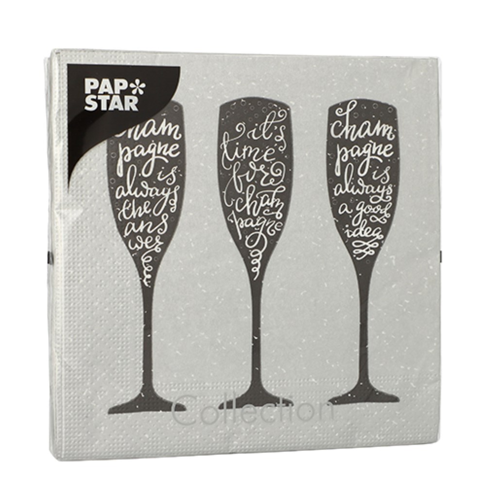 20 Servietten, 3-lagig 1/4-Falz 33 cm x 33 cm "Champagne"