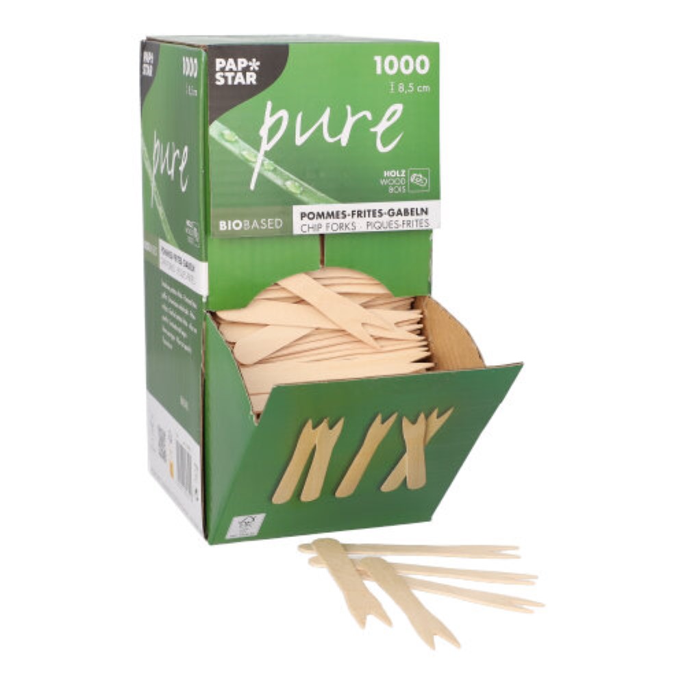 1000 Pommes-Frites-Gabeln, Holz "pure" 8,5 cm