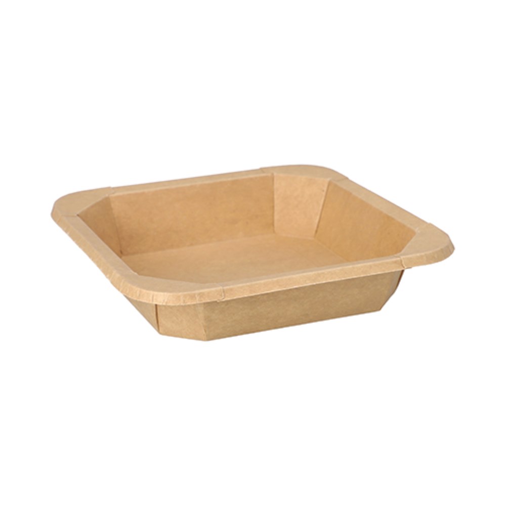 25 Lunchboxen, Pappe eckig 500 ml 3,3 cm x 16,2 cm x 16,2 cm braun