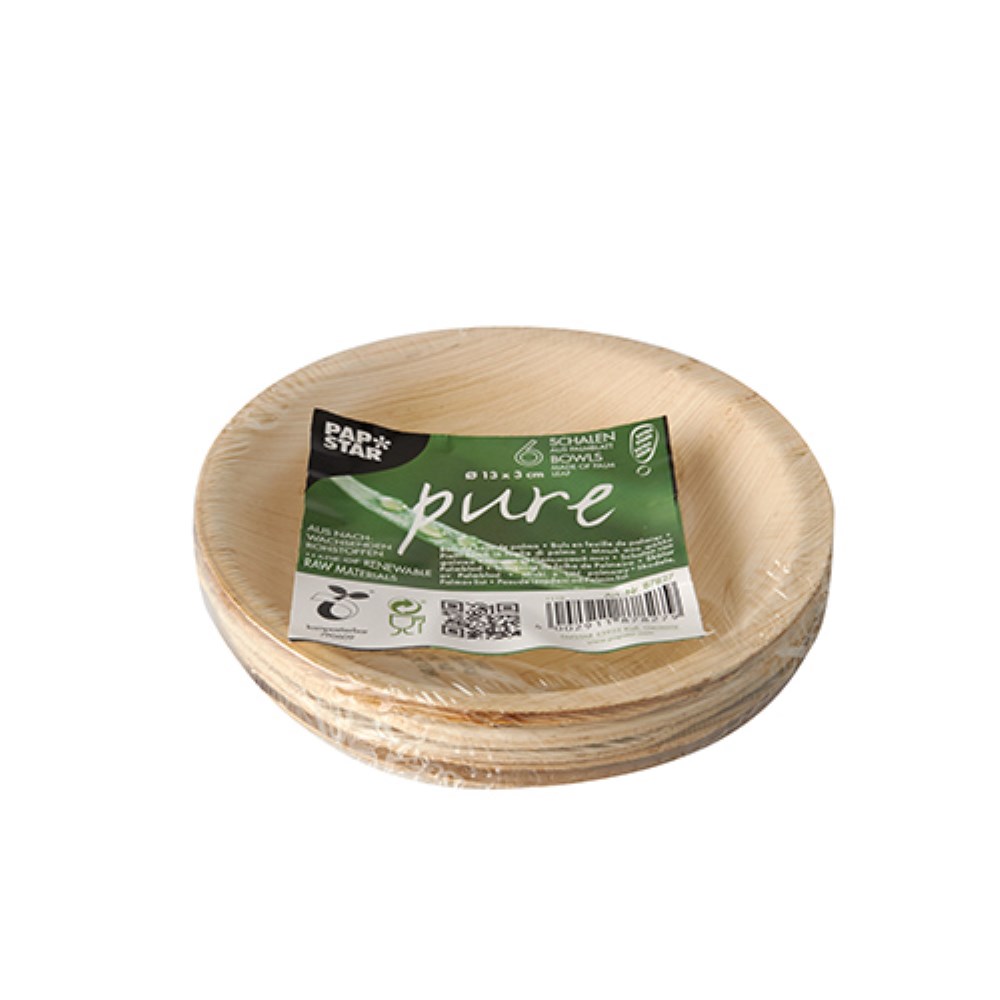 6 Schalen, Palmblatt "pure" rund 200 ml Ø 13 cm · 3 cm