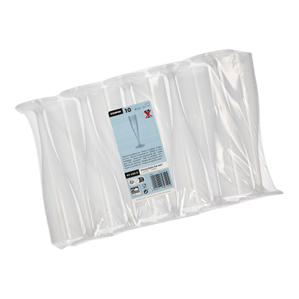 10 Mehrweg-Stiel-Gläser für Sekt PP 0,1 l Ø 4,8 cm · 20,1 cm einteilig, unzerbrechlich 10 Mehrweg-Stiel-Gläser für Sekt PP 0,1 l Ø 4,8 cm · 20,1 cm einteilig, unzerbrechlich