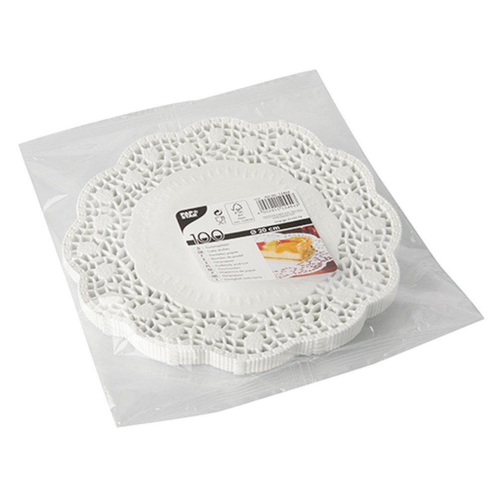 100 Tortenspitzen rund Ø 20 cm weiss