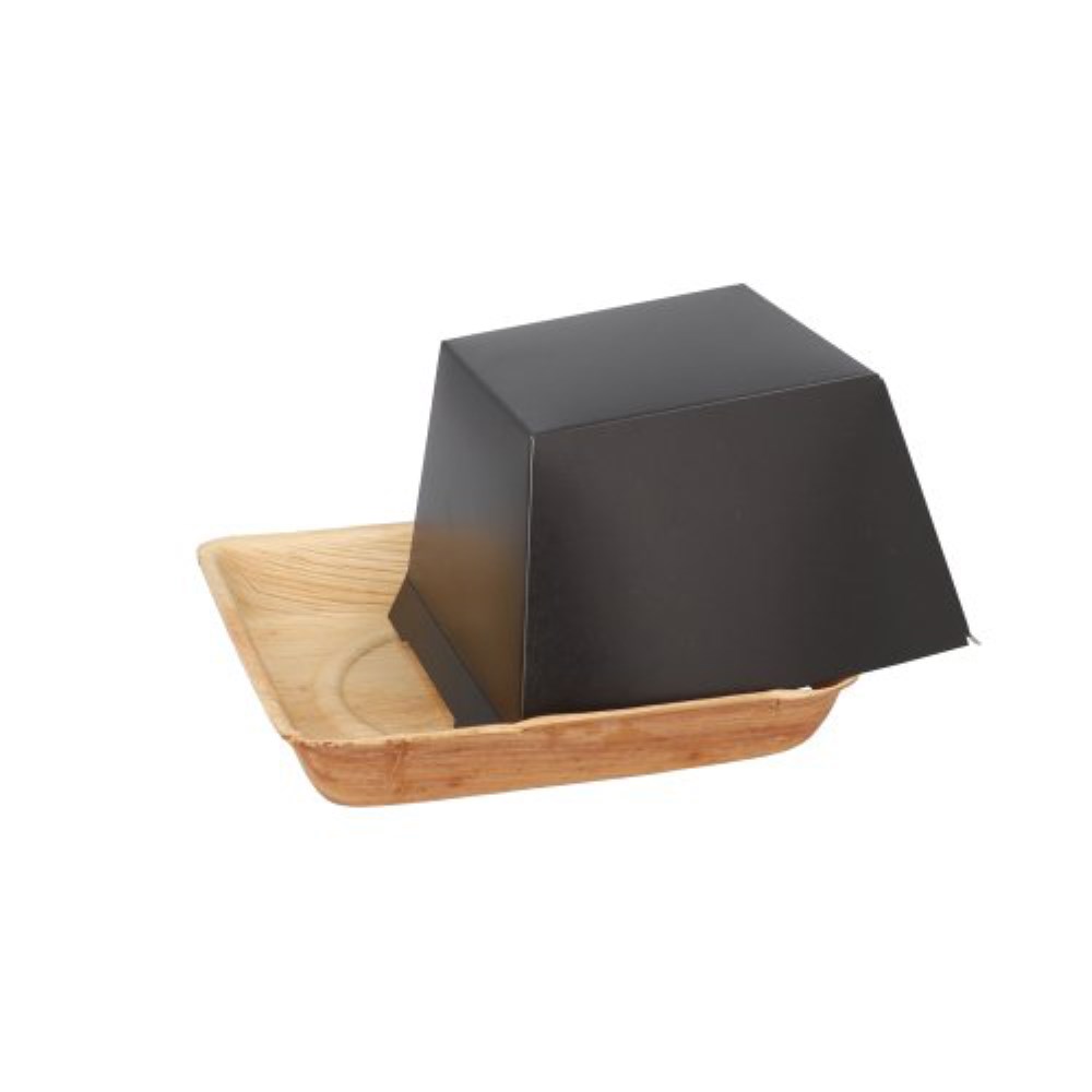25 Burgerboxen Palmblatt eckig 8 cm x 14 cm x 14 cm , klein mit separatem Deckel