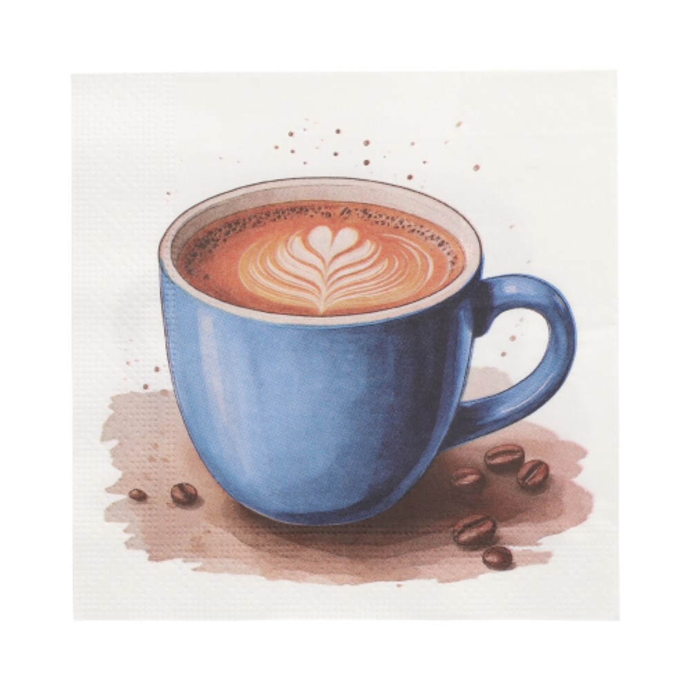 20 Servietten, 3-lagig 1/4-Falz 33 cm x 33 cm "Cup of Coffee"