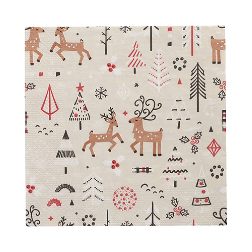 20 Servietten, 3-lagig 1/4-Falz 33 cm x 33 cm "Winter Ornaments"
