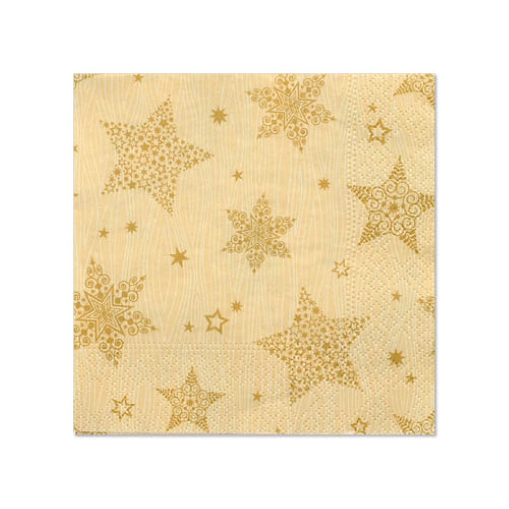 20 Servietten, 3-lagig 1/4-Falz 25 cm x 25 cm creme "Christmas Shine"