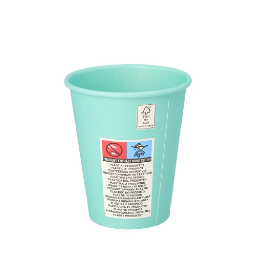 50 Trinkbecher, Pappe "To Go" 0,2 l Ø 8 cm · 9,2 cm türkis