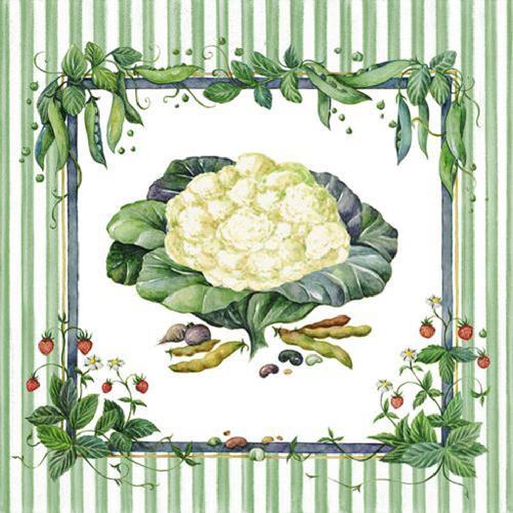 20 Servietten, 3-lagig 1/4-Falz 33 cm x 33 cm grün "Vegetables"