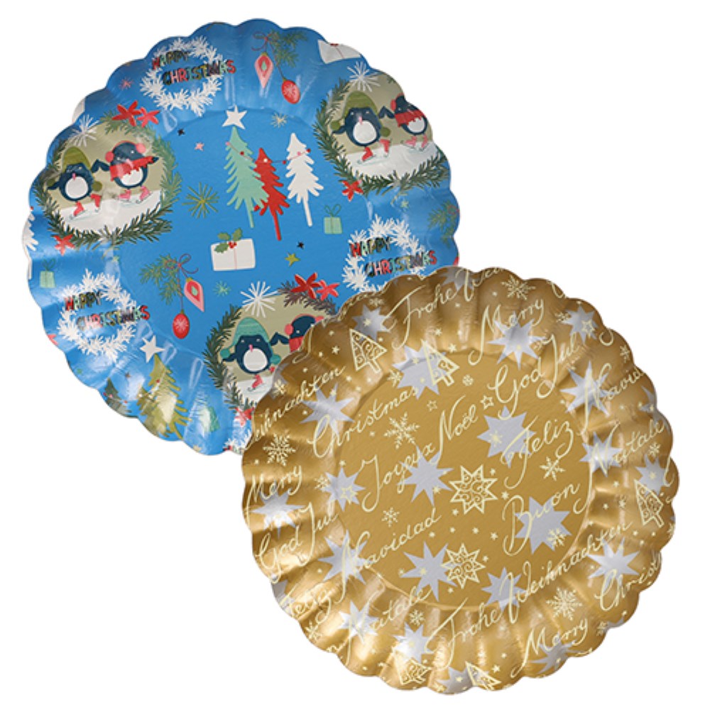 25 Präsentierschalen-Weihnachten rund Ø 23 cm "verschiedene Weihnachtsdekore"