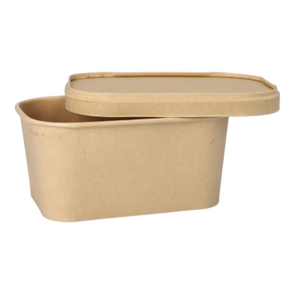 25 Verpackungsbecher, Pappe rechteckig 1000 ml 7,5 cm x 17,3 cm x 12,3 cm braun