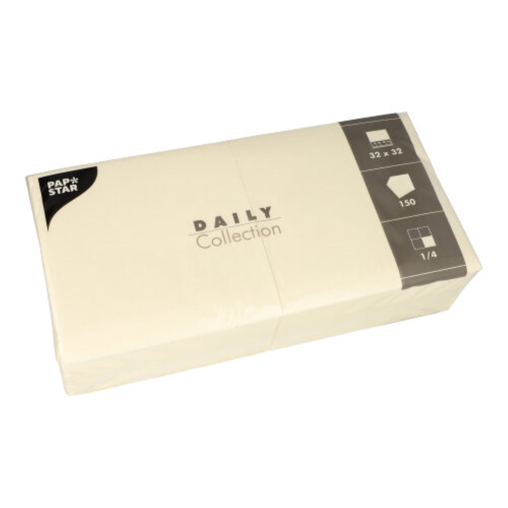 150 Servietten "DAILY Collection" 1/4-Falz 32 cm x 32 cm champagner