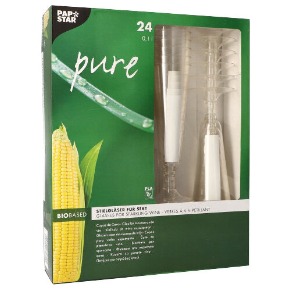 24 Stiel-Gläser für Sekt, PLA "pure" 0,1 l Ø 5,5 cm · 16,5 cm glasklar mit glasklarem Fuß