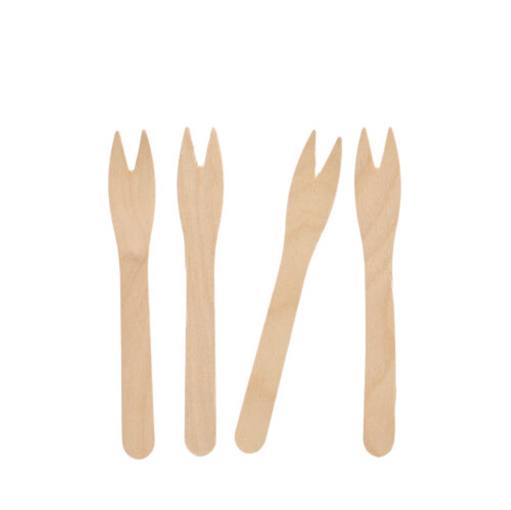 25 Snack-Gabeln, Holz "pure" 12,1 cm