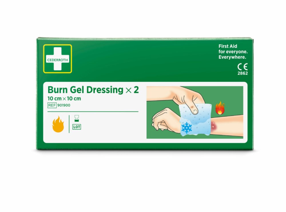 2 "Cederroth" Burn Gel Dressing Verband 10 cm x 10 cm